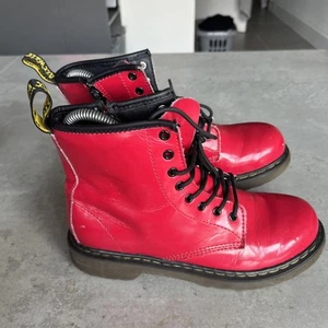Botines Dr Martens Talla UK2 Cuero Rojo con Cordones - Imagen 1 de 9
