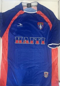 Authentic HAITI National Soccer Team Jersey Blue Mens One Size Large FHF FIFA - Picture 1 of 12
