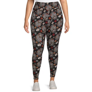 Terra & Sky Women's Plus Size High Rise Halloween Skull Spider Leggings, 2X NWT - Picture 1 of 2