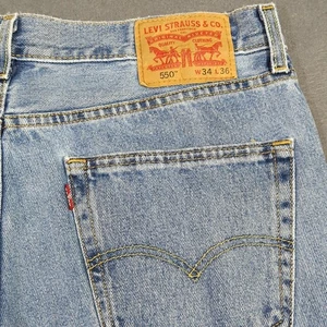 Levi's Jeans 34x36 Fits 34x35 Blue 550 Relaxed Fit Tapered Leg Denim - Picture 1 of 13