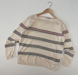 Uniqlo x Ines De La Fressange Women’s Sweater Linen Striped Beige Size L - Picture 1 of 13