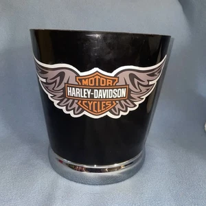 Vintage 1990er Müll Papierkorb Dose Harley Davidson HD Motorrad Kunststoff silber - Bild 1 von 9