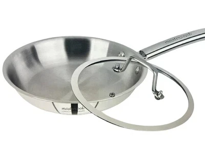 Platinum Triply Stainless Steel Fry Pan With Glass Lid Stir Fry Induction Base - Image 1 of 4