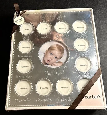 Baby Photo Frame My First Year Collage New Sealed In Box Carters Silver Color - Image 1 of 4