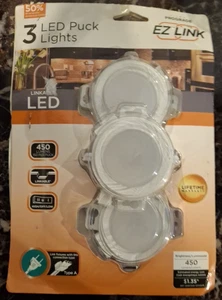 EZ Link Linkable Plug-in LED White Puck Light with High/Low Switch 3 Lights *209 - Picture 1 of 2