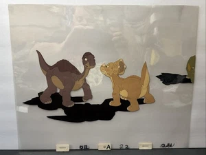 The Land Before Time 1988 Movie Art Animation Production Cel Littlefoot & Cera - Picture 1 of 9