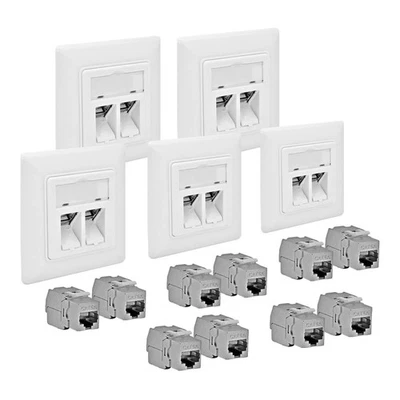5x Cat6A Netzwerkdose Datendose mit Keystone Jack Modul RJ45 10GB LAN ProfiPatch - Bild 1 von 4