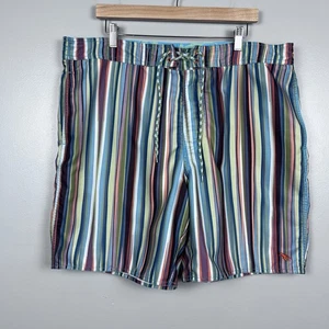 Ted Baker Men's Retro Srtriped Swim Trunks with Mesh Lobster Liner Size 5(XL) - Picture 1 of 11