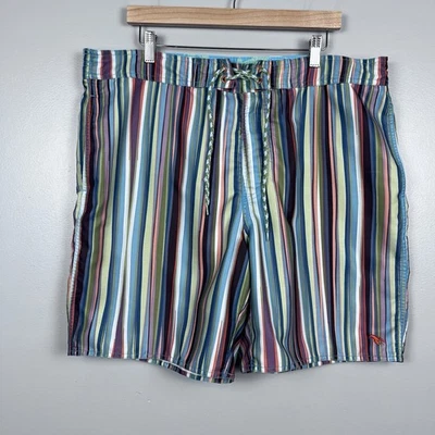 Ted Baker Men's Retro Srtriped Swim Trunks with Mesh Lobster Liner Size 5(XL) - Image 1 of 4