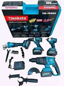 KIT 4 IN 1 MAKOTA TASSELLATORE TRAPANO IMPULSI AVVITATORE SMERIGLIATRICE 68V - Foto 1 di 3