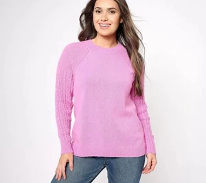 Susan Graver Pullover Rundhalsausschnitt mit Neuheit Naht Ärmel Dark Orchid XL Neu - Bild 1 von 1