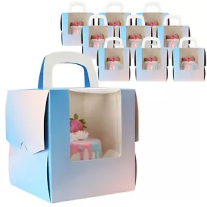 Spec101 Pink to Blue Cake Boxes with Windows - 6.5x6.5in Disposable Cookie Boxes - Picture 1 of 8
