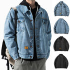 Denim Jacket Men Autumn Loose Jeans Jacket Casual  Coat Retro Bl