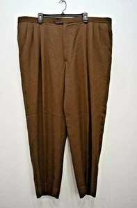 Monsieur By Givenchy Women's Brown Pleat Front Straight Leg Slack Pants 46R - Picture 1 of 11