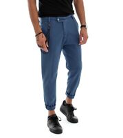 Pantalone Uomo Jeans Classico Scuro Tasca America Vita Alta Denim Gamba Dritta