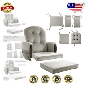 5-Piece Velvet Replacement Cushions for Glider Rocker with Side Pocket - Khaki - Picture 1 of 10