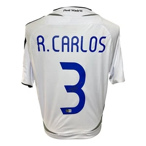Roberto Carlos signiertes weißes Fußballtrikot Real Madrid signiert - Bild 1 von 5