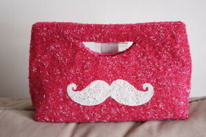 MOYNA Mr mustache beaded mini bag pink