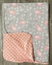 Nicole Miller Baby Blanket Grey Pink Peach Dot Minky Kitty Soft Lovey EUC H3