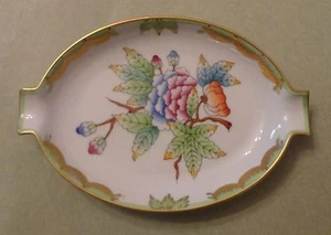 HEREND China QUEEN VICTORIA GREEN BORDER Vintage Porzellan PFINGSTROSE Blume ASCHENBECHER - Bild 1 von 5