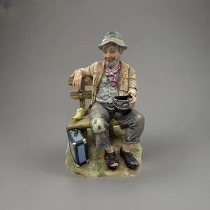 Capodimonte Hobo on Bench Pucci Natures Nobleman 44/334 Vintage Bisque Porcelain - Picture 1 of 14