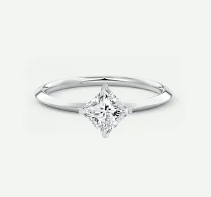 Anello 5/8 Ct Principessa Tornita E/VVS Creato in Laboratorio Diamanti Coltivati Oro Bianco 18K - Foto 1 di 1