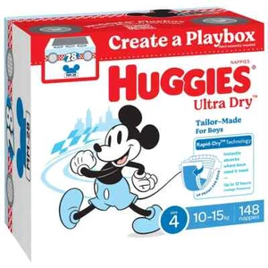 Huggies Boys' Ultra Dry Nappies Size 4 Toddler (10-15kg) 148 Nappies - Picture 1 of 1