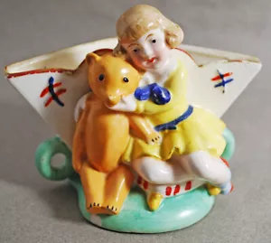 Vintage Keramik Teddybär Mädchen Vase Germany - Bild 1 von 9
