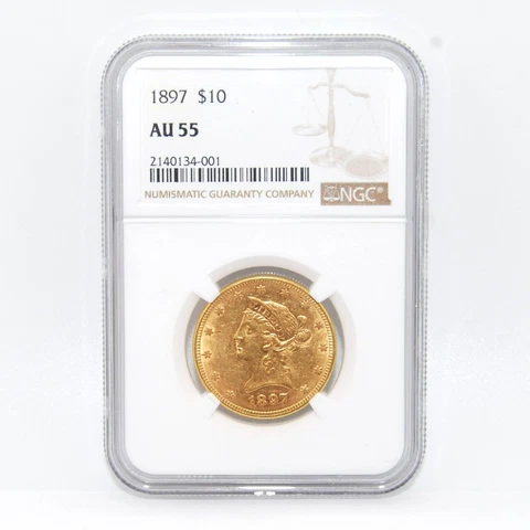 1897 $10 Liberty Head Gold Eagle 1/2oz - NGC AU55 Cover
