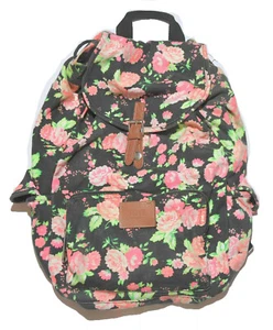 Victoria's Secret Pink Backpack Floral Canvas Black Green One Size OS Women's - Picture 1 of 7