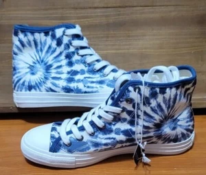 American Eagle Outfitters Blue Tie-Dye Canvas High Top Sneakers Sz 8 - Picture 1 of 6