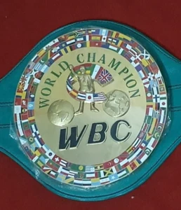 WBC 3D Plated Championship Belt Adult Size Real Leather Brass Buckle Back Print - Picture 1 of 5