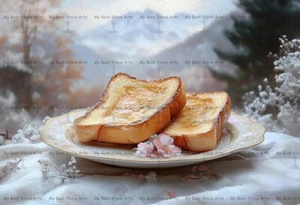 ENCHANTING FRENCH TOAST ART PRINT, Flowers Poster, Kitchen Food Wall Decor E134 - Picture 1 of 4