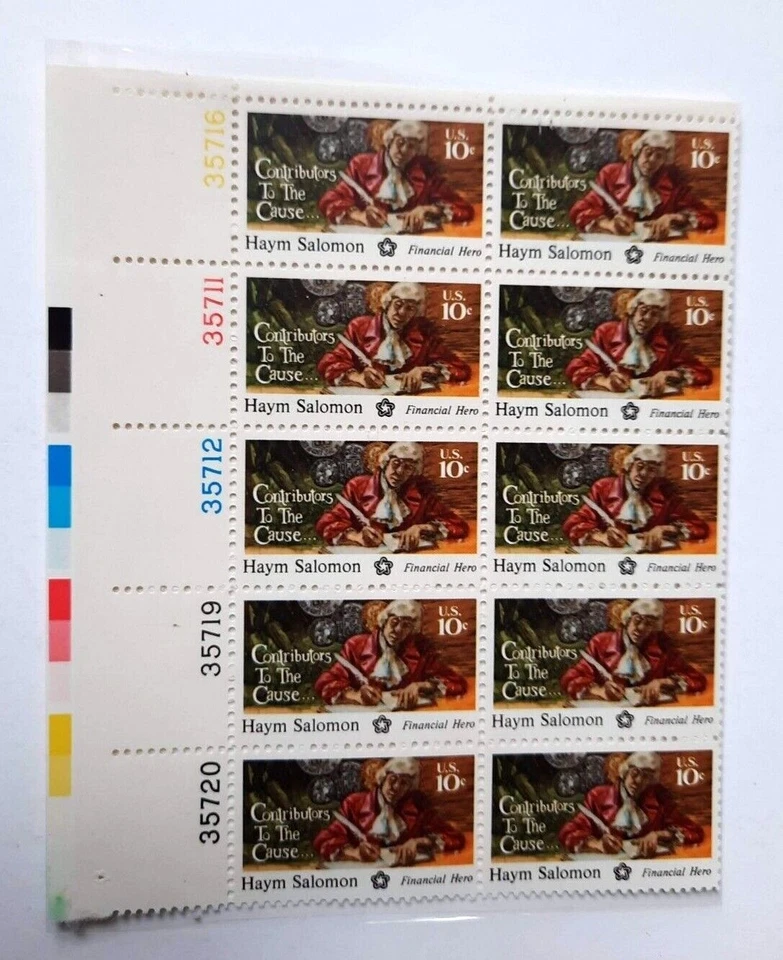1975 Haym Salomon 10 cent Plate Block of 10 SC #1561 MNH bud87 - Image 1 of 1
