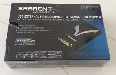 Sabrent Video Graphics & Audio USB to 1080P HDMI/DVI Adapter Multiple Monitors - Image 1 of 2