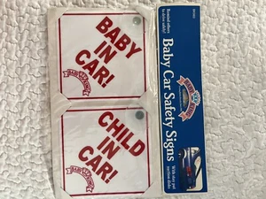 One Baby In Car & One Child In Car Safety Signs For Windows W/Suction Disks NOS - Picture 1 of 8