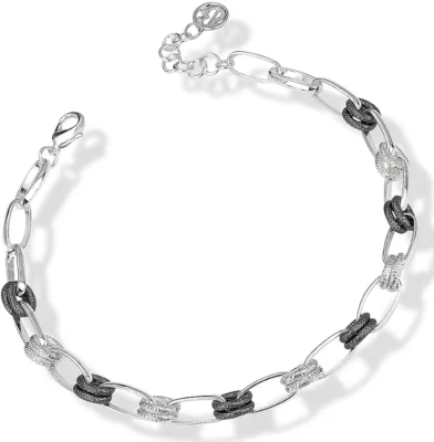 Collana Boccadamo Donna Bronzo Col. Argento Nero Catena Doppia _XGR595 - Immagine 1 di 2