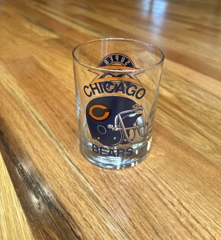 Vintage 1986 NFL Chicago Bears Super Bowl XX New Orleans Rocks Glass Cover