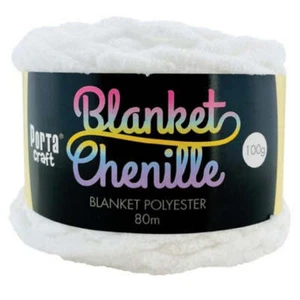 Chenille Blanket Yarn 100g 80m 12ply - Pure White - Picture 1 of 1