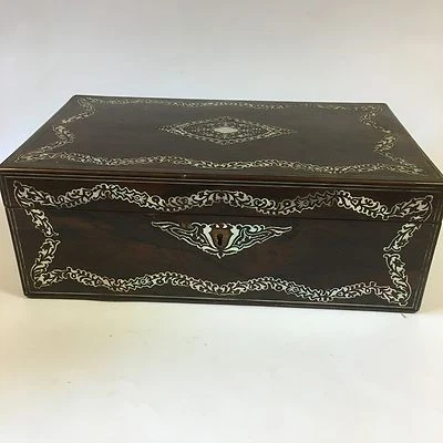 Fine Quality Antique Victorian Rosewood Mother Of Pearl Writing Slope Damage - Image 1 of 4