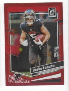 Tarjeta Donruss Optic 2023/99 Drake London rojo Prizm Paralell #10! Falco 62/99 ATL - Imagen 1 de 2