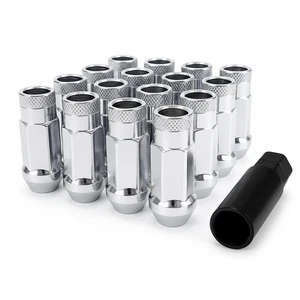 1/2" Extended Tuner Lug Nuts 20 Pcs+Key Chrome Racing Open End for Jeep - Picture 1 of 5