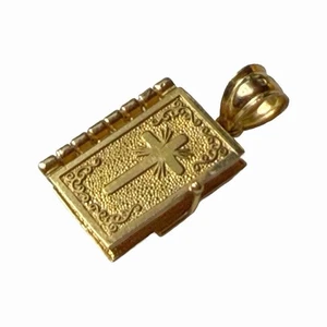 14K Gelbgold beweglicher spanischer Bibel Biblien Anhänger mit Mutter Maria 3,06 Gramm - Bild 1 von 9