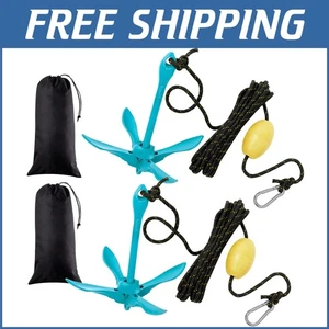 2 Pack Foldable Grapnel Kayak Anchor Kit – Ideal for Small Boats & Fishing - Picture 1 of 10