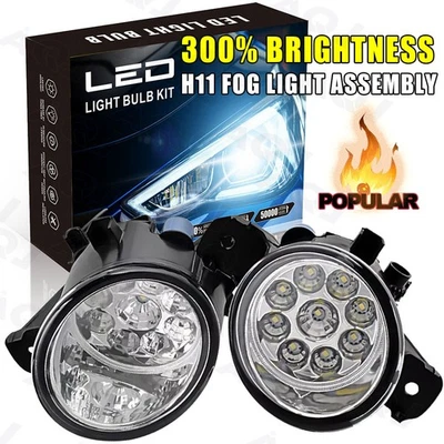 Pair For Nissan Maxima 2007-2016 LED Front Bumper Fog Lights Lamp w/ Clear Lens - Image 1 of 4