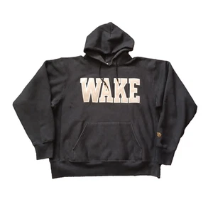 Vintage Wake Forest Demon Deacons Hoodie Mens XL Black Stitch Spell Out Logo USA - Picture 1 of 19