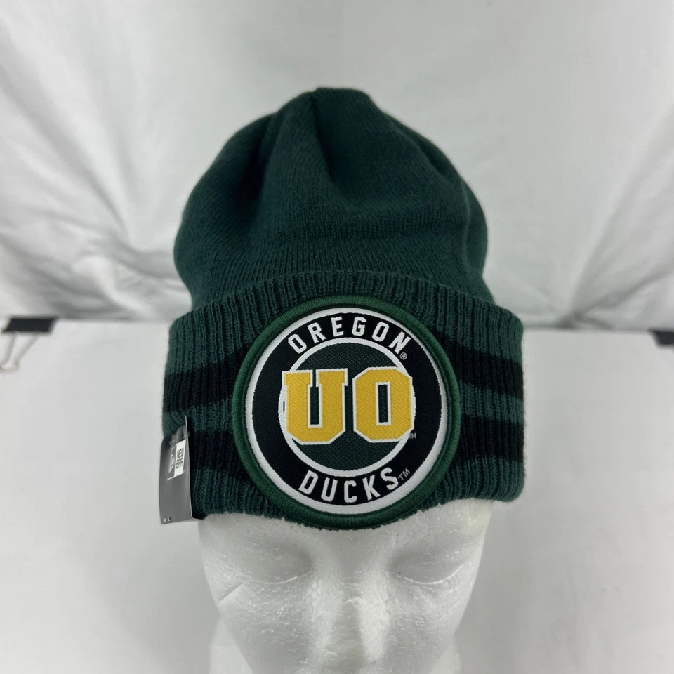 Oregon Ducks NCAA 2 Striped Remix Cuff Knit Beanie One Size Green Yellow