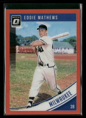 2018 Donruss Optic #69 Eddie Mathews Orange #/199 - Image 1 of 2