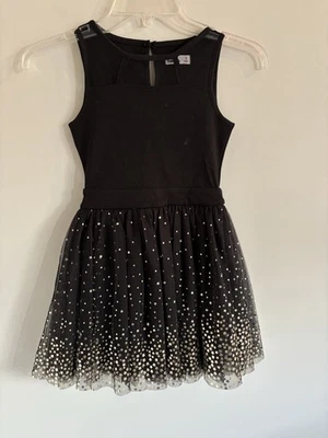 Epic Threads Girls Holiday Black Sleeveless Holiday Dress Gold Stars Size Small - Image 1 of 4