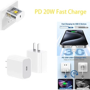 Chargeur rapide port PD 20W type C pour téléphone Samsung /Android /iOS - Photo 1 sur 11